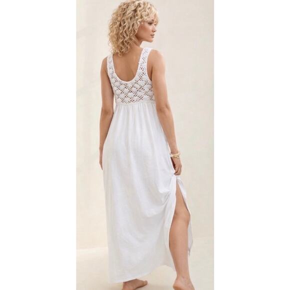 Aerie White Crochet Maxi Dress Boho Beach Coastal Summer Festival Size Large - Picture 2 of 10